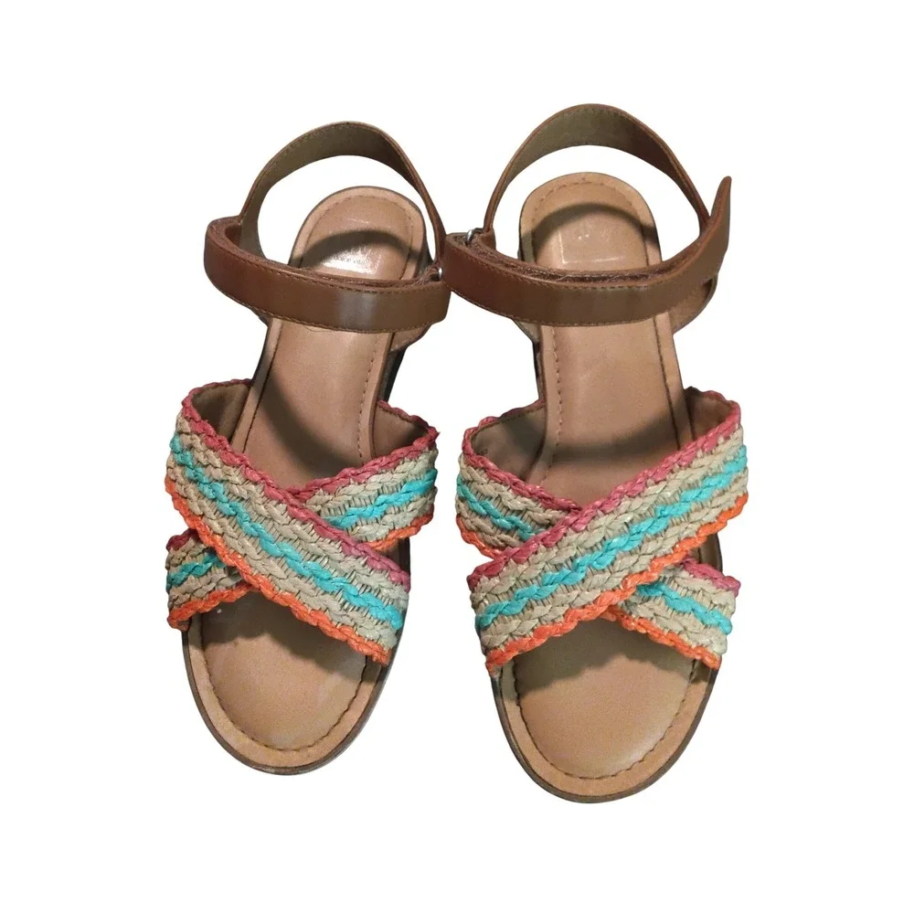 DV Dolce Vita Deborah‎ Girls Multi Color Braided Wedge Sandals Size 5 SF3409